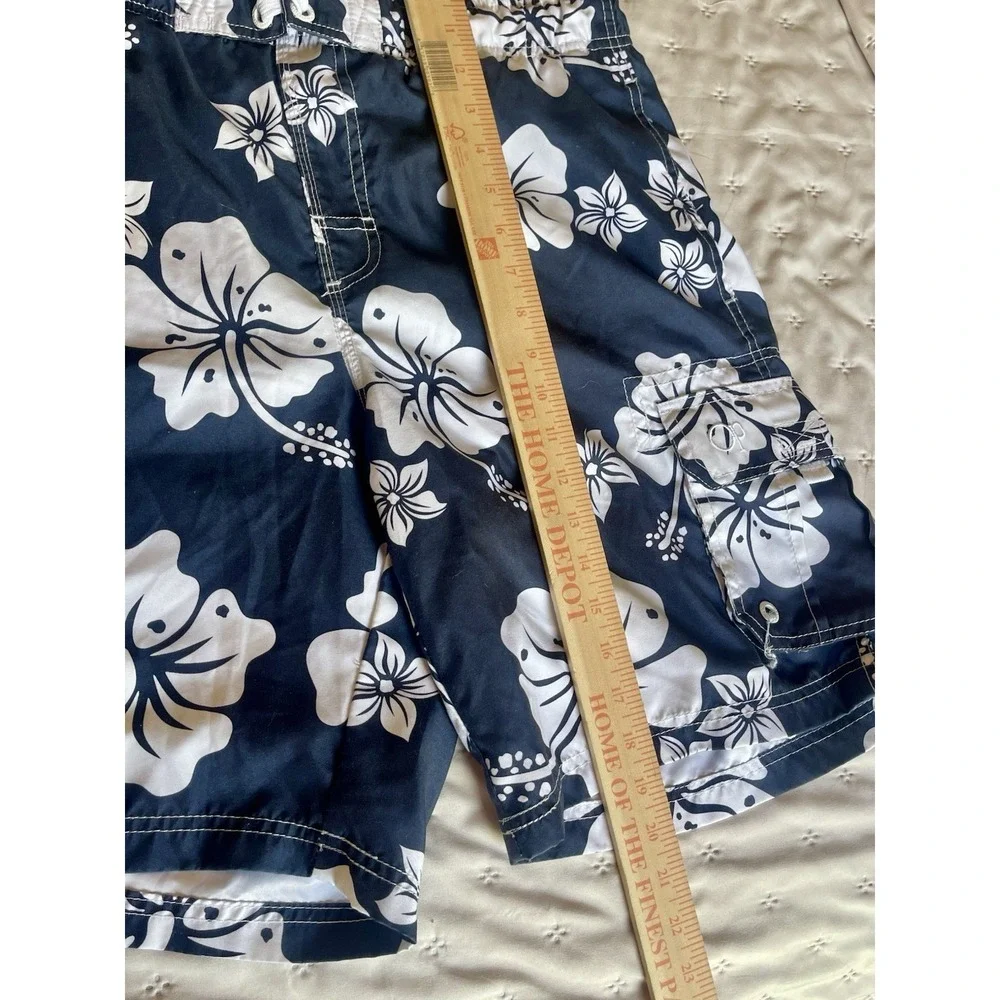 OP navy blue & white floral tropical swim trucks size medium